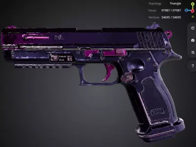 Neon Purple Pistol 3D model