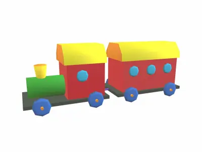 Cartoon train low poly Low-poly 3D model
