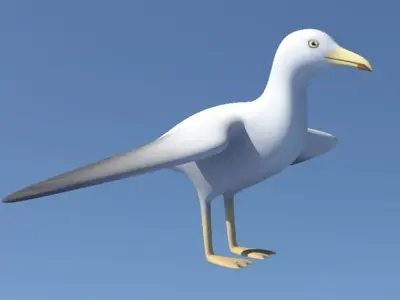 Seagull on sky Low-poly 3D model