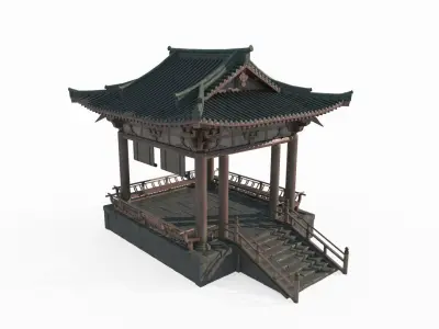 Asian ancient architectural landscape pavilion 3D model