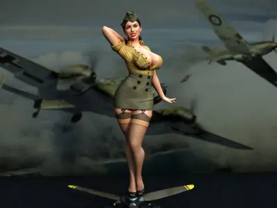 Army Pilot Pin-Up Girl 3D print model