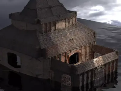 Lizard Town Hall Walls Kitbash 4 3D model