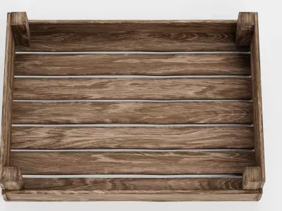 Wooden Box V3 - Open Slatted Storage Crate 3D model
