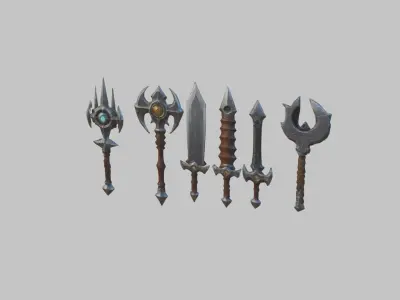 Lowpoly Medieval Fantasy Weapons Pack Low-poly 3D model