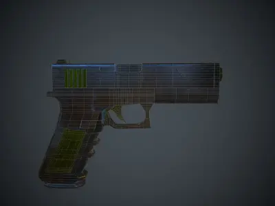 Glock18 gun with light 3D model