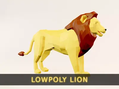 Lowpoly Animated Lion Low-poly 3D model