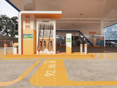 gas station low-poly Low-poly 3D model