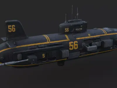 Futuristic Submarine Low-poly 3D model