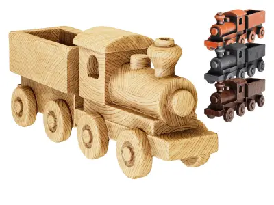 Vintage Toy Train Set  Low-poly 3D model