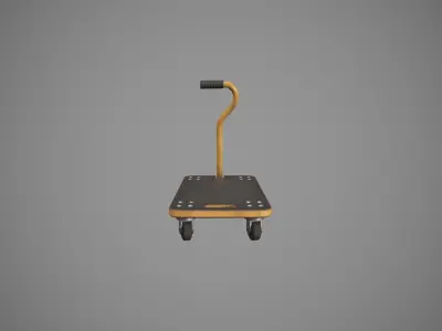 Transport Trolley - Yellow Low-poly 3D model