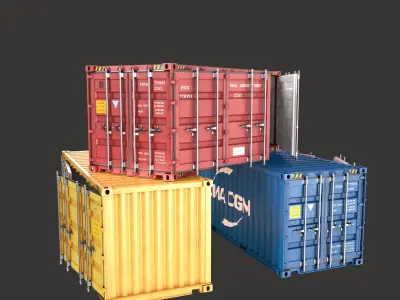 20 FT Side Opening Container Low-poly 3d model Low-poly 3D model