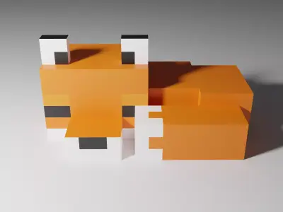 Minecraft Sleeping Fox Low-poly 3D model
