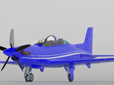 Training Aircraft Blue 3D model