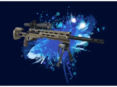 SNIPER 1 - Remington MSR Sniper - 4K Game Ready  Low-poly 3D model