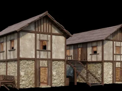 Medieval House 03 - 4K Textures Game Ready Low-poly 3D model