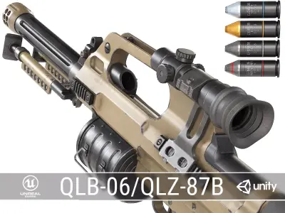 PBR Chinese QLB-06 Grenade Launcher Low-poly 3D model