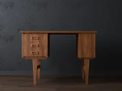 1960 Mid Century Danish Desk Low-poly 3D model