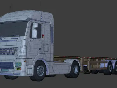  Flatbed Tailer Truck -- Generic Design 3D model