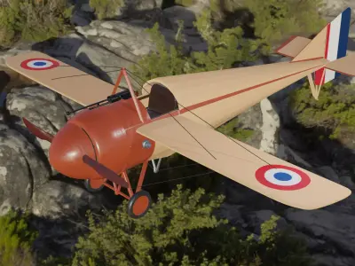 WW1 plane Morane-Saulnier N Low-poly 3D model