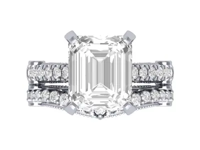 Emerald Solitaire Art Deco Ring 3D print model 7