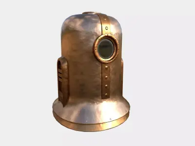 Old Diving Helmet C04 Clean Bronze - Character Design Fashion Low-poly 3D model