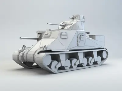 Low Poly M3 Lee medium tank Low-poly 3D model