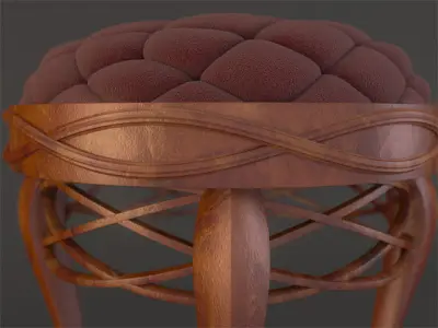 Ornate Piano Stool 3D model