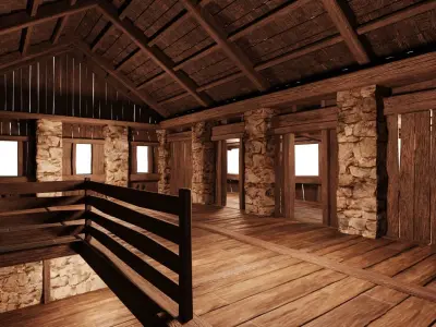 Old Medieval Building House 4K Textures GameReady 42 Low-poly 3D model