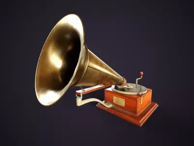 Vintage Gramophone 1890 Low-poly 3D model