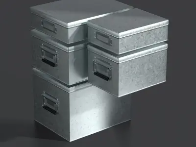 Galvanized Iron Box 001 002 Bundle 3D Model Pack