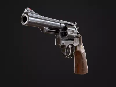 Smith and Wesson Model 19 Low-poly 3D model