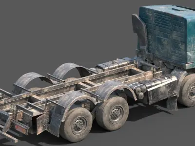 Abandoned Brandless Euro Truck Lowpoly Low-poly 3D model
