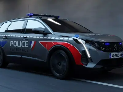 Peugeot 5008 -  French National Police Car Free 3D model