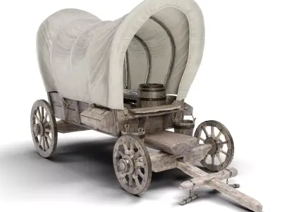 Old Horse Carriage Low-poly 3D model