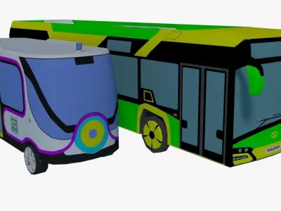 Buses collection LOW-POLY bus Low-poly 3D model