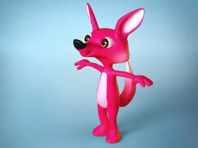 Fox cartoon character Low-poly 3D model