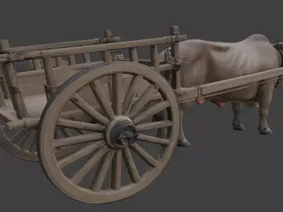 Realistic Bullock Cart 3D Model 3D model purchase