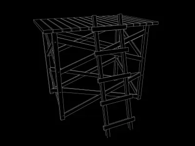 Medieval PBR Guard Tower Game Ready Low Poly 3D Model Low-poly 3D model