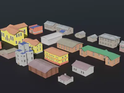 Buildings Pack - LowPoly and GameReady Low-poly 3D model
