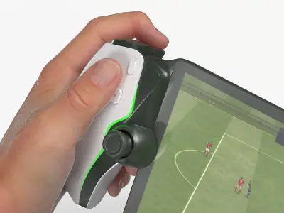  Tablet Gaming Console with Controllers in Hands 