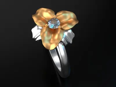 Two Part Printable Flower Ring  3D print model