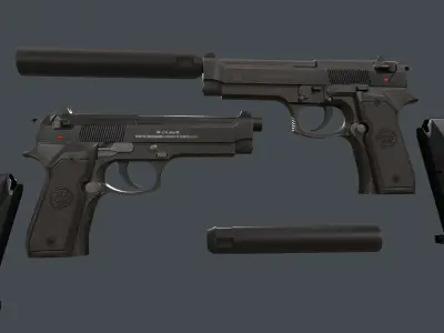 Beretta M9 Low-poly 3D model order