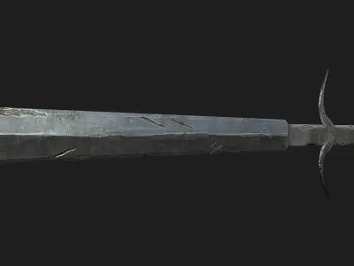 Bastard Sword Low-poly 3D model 3