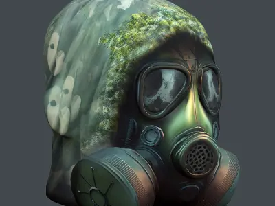 Gas mask helmet 3d model military combat fantasy cyborg  Low-poly 3D model buy
