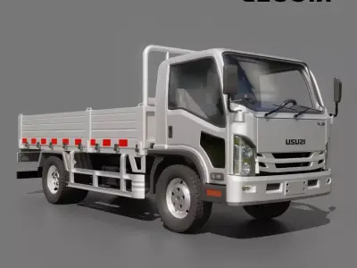 Isuzu Elf Flatbed Truck Free 3D model