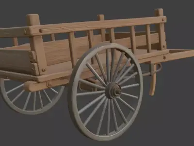Medieval Wooden Cart 3D Model 3D model