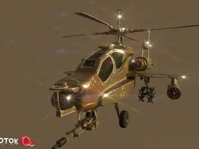 Apache military helicopter flying in sky Free low-poly 3D model
