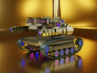 Low Poly Tank robot Low-poly 3D model