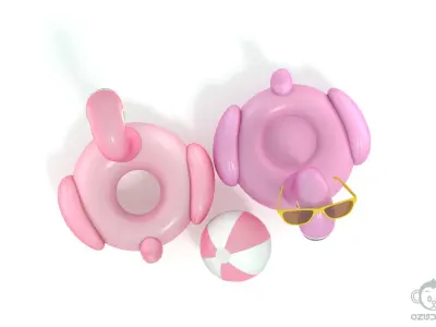 Pink Flamingo Pool Float 3D model
