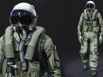 Modular US Air Force Pilot Low-poly 3D model